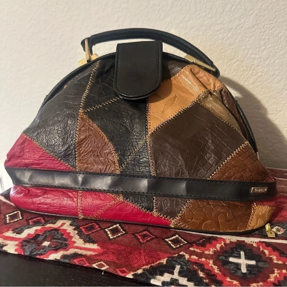 Vintage Taurus Leather Patchwork Purse - image 6
